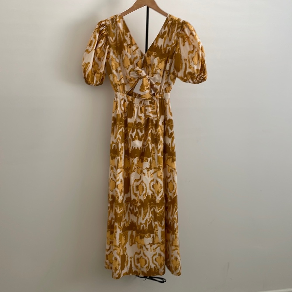 Boutique dress cleobella XS. White and yellow. Front/back cut outs.